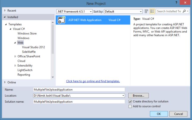 Creating Web Application in VS 2013